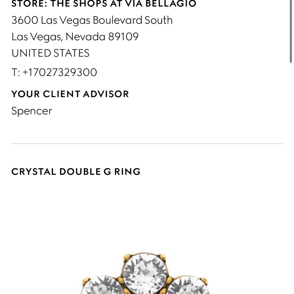 CRYSTAL DOUBLE G RING - Picture 5 of 6